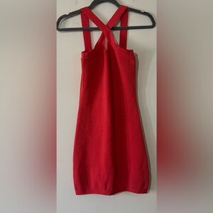 G by Guess Coral Pink Backless Bandage Halter Dress